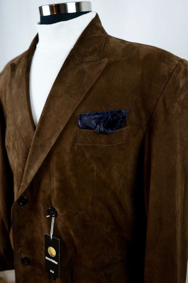 Double breasted suede suit